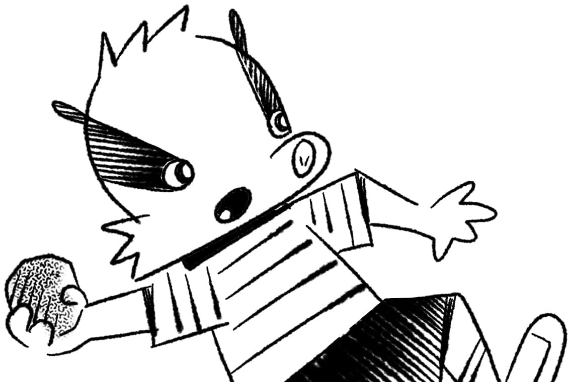 Eddie throws a rock.